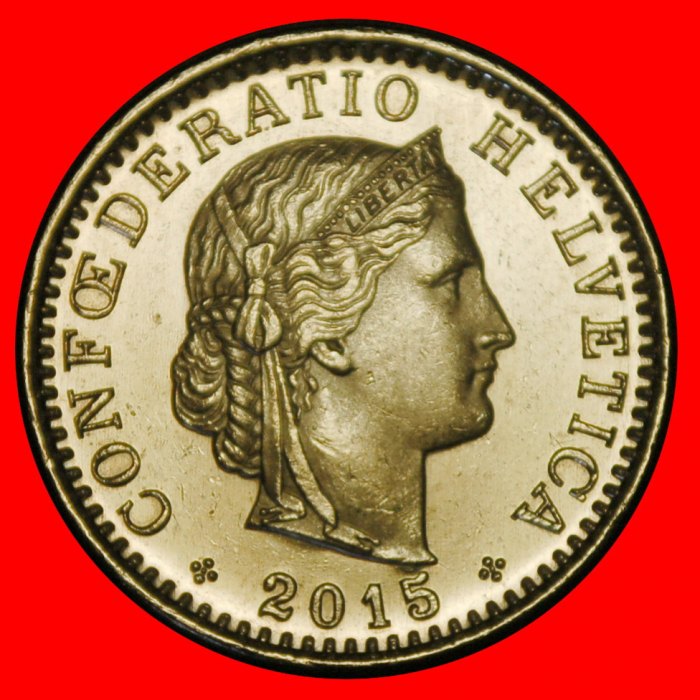  Ⰺ LIBERTY (1881-2026): SWITZERLAND★ 20 RAPPENS 2015B! DIES II B! MINT LUSTRE★LOW START ★ NO RESERVE!   