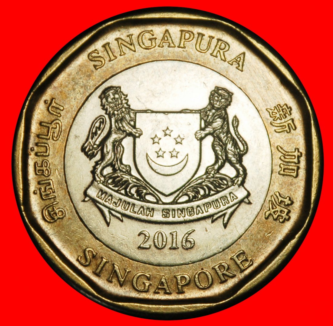  Ⰺ KANADA (2013-2019): SINGAPUR ★ 1 DOLLAR 2016 LÖWE und FISCH STG!★OHNE VORBEHALT!   