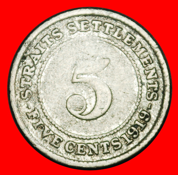 Ⰺ SILBER (1918-1920): STRAITS SETTLEMENTS ★ 5 CENT 1919! GEORG V. (1911-1936)! ★OHNE VORBEHALT!
