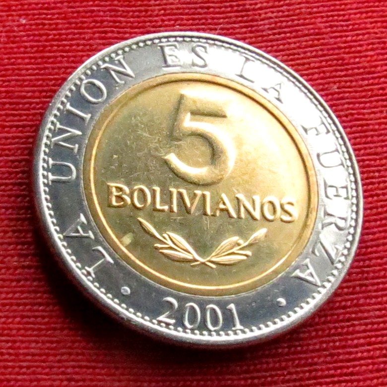  Bolivia 5 boliviano 2001 unc   
