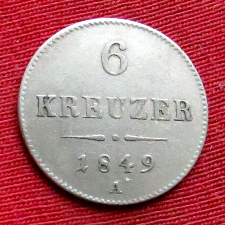  Austria 6 Kreuzer 1849   