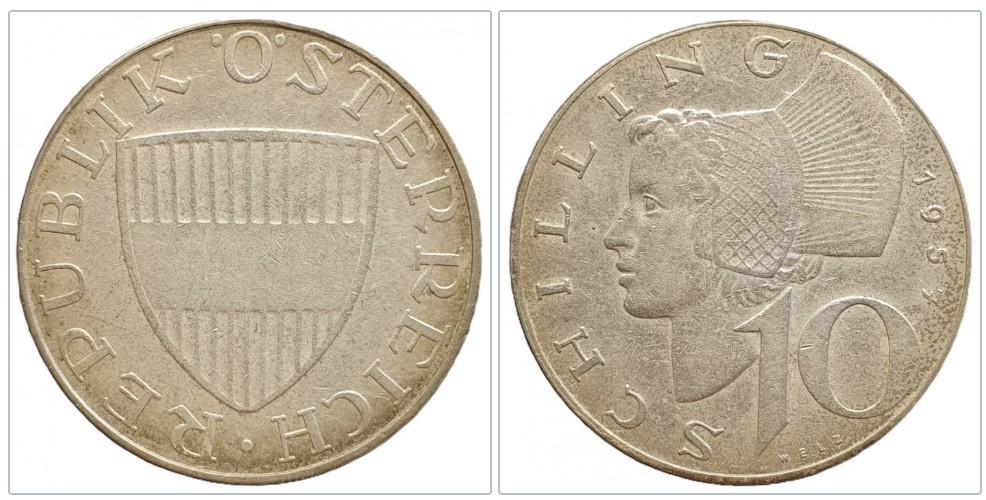  Österreich 10 Schilling 1957 – Silbermünze 4,8 g fein   