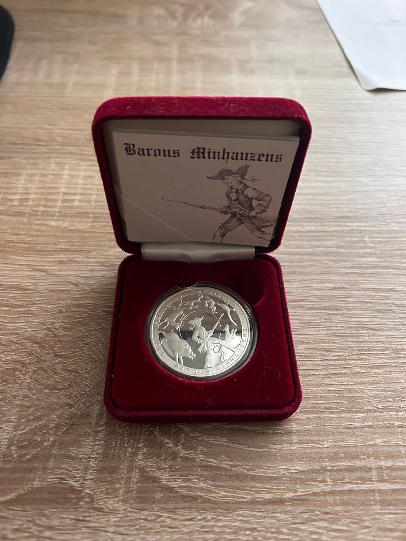 2005 Latvia 1 Lats Silver Proof - Baron Münchhausen / Barons Minhauzens - CoA + Box