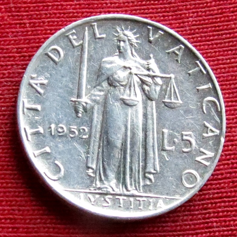 Vatikan 5 lire 1952