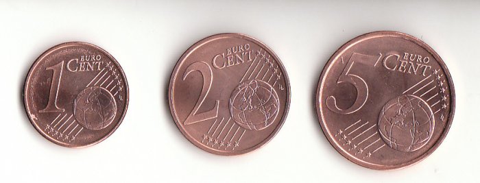  1 ,2 und 5 Cent Deutschland 2004 G Karlsruhe prägefrisch b.   