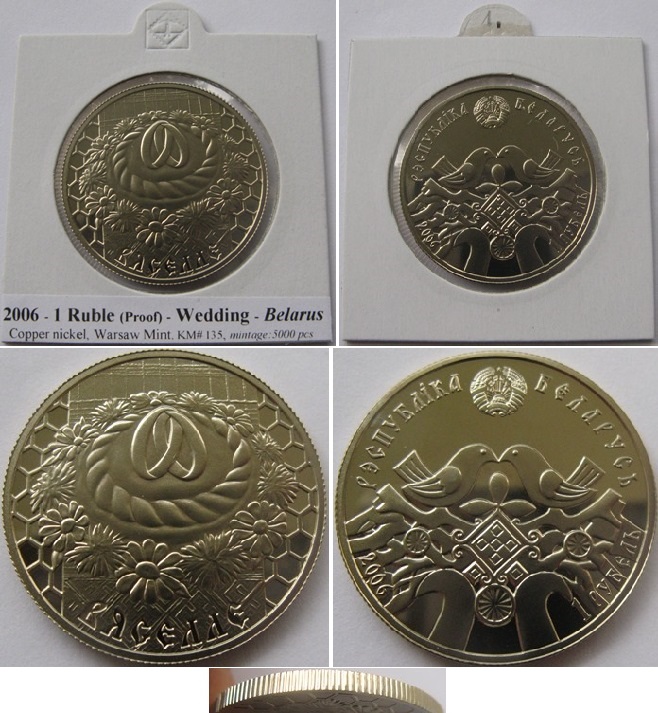  2006, Belarus, 1 Rubel – Hochzeit, Polierte Platte (Auflage: 5.000)   