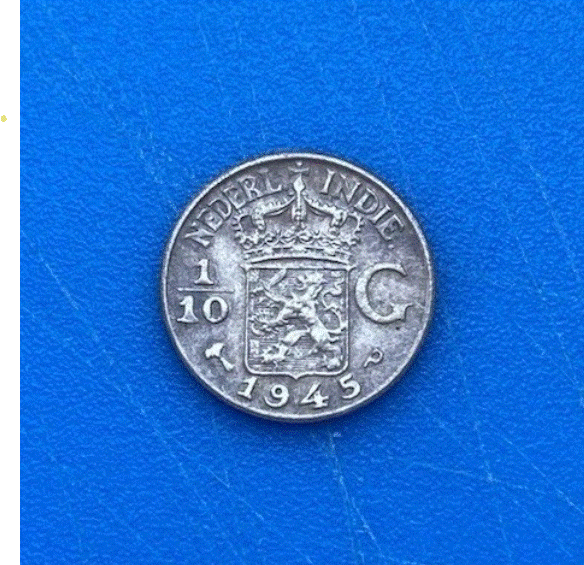  SILBER - Niederländisch-Indien 1/10 Gulden 1945   