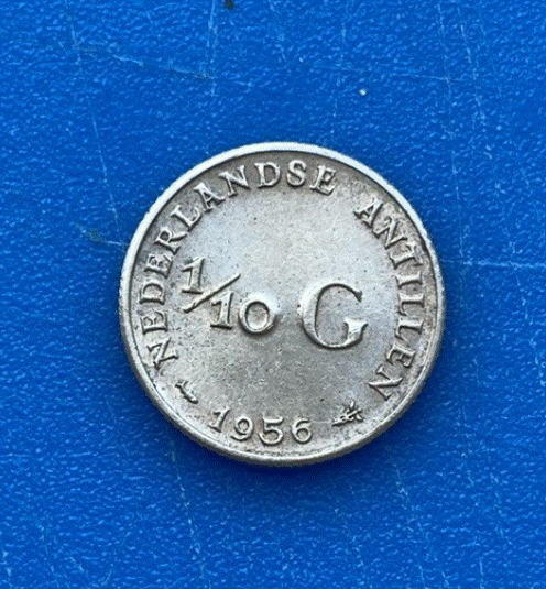  SILBER - Niederländische Antillen 1/10 Gulden 1956 Königin Juliana  Aus Übersee   