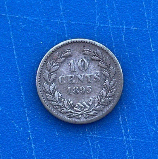  SILBER -Niederlande 10 Cents 1895 Königin Wilhelmina junger Kopf   
