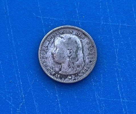  SILBER -Niederlande 10 Cents 1895 Königin Wilhelmina junger Kopf   