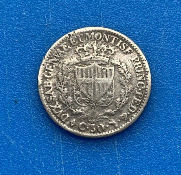  SILBER -Königreich Sardinien 50 Centesimi 1826 Carlo Felice Savoyen   