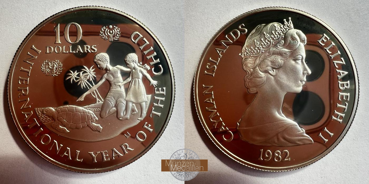  Cayman Islands 10 Dollars - Elizabeth II 1982 (IYC) Proof FM-FRANKFURT KM#72 Feinsilber: 25,8g   