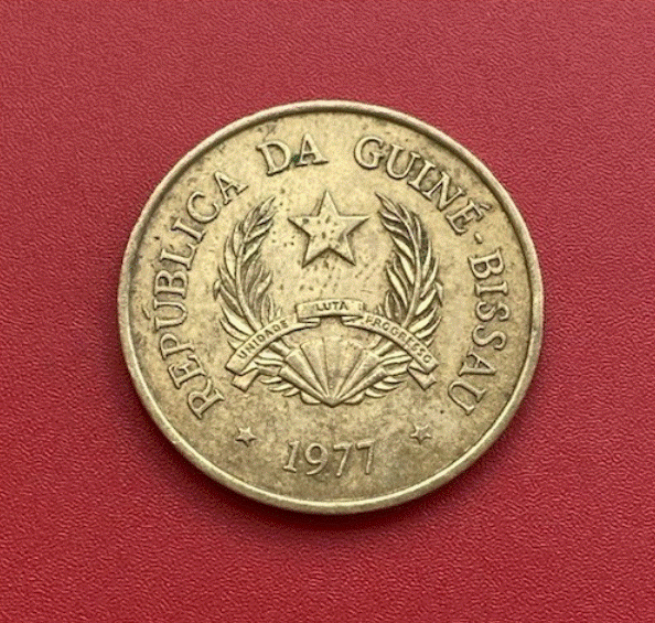  Guinea-Bissau 1 Peso 1977 Wappen Maniokpflanze   