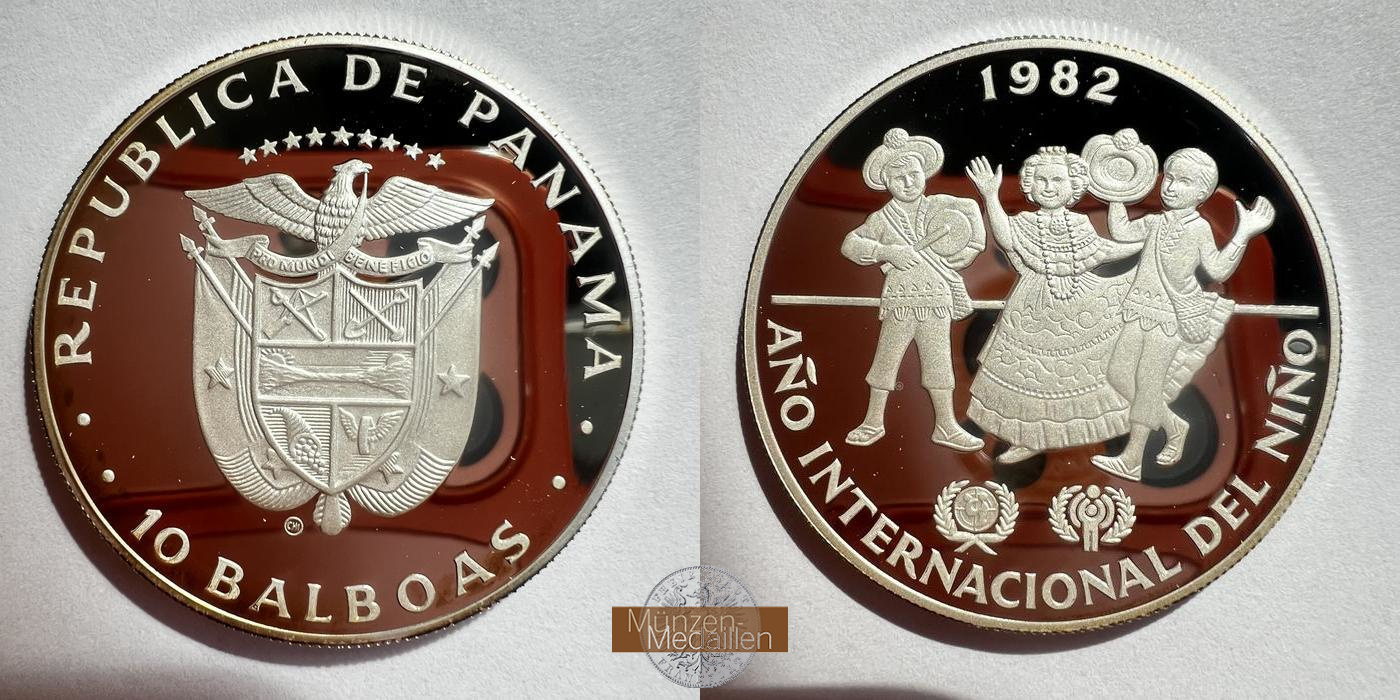  Panama 10 Balboas 1982 (IYC) Proof FM-FRANKFURT KM#79 Feinsilber: 13,25g   