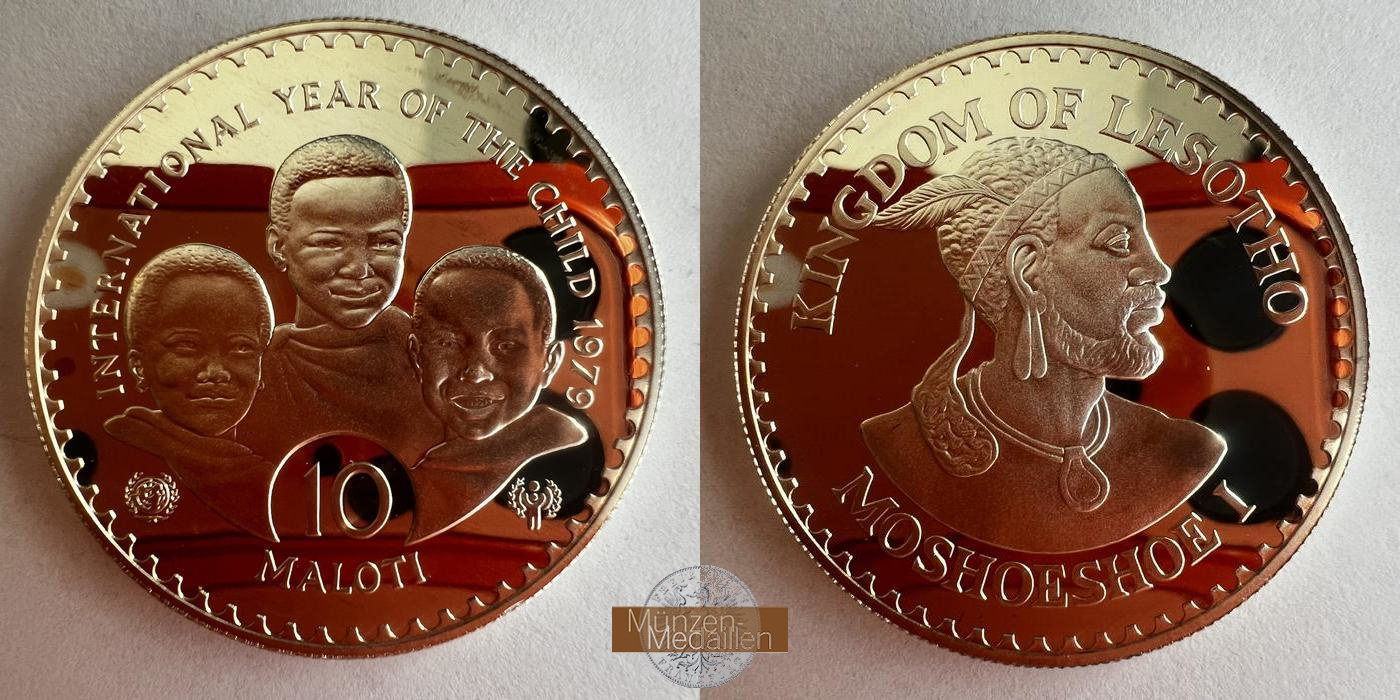  Lesotho 10 Maloti - Moshoeshoe II 1979 (IYC) Proof FM-FRANKFURT KM#24  Feinsilber: 26,2g   