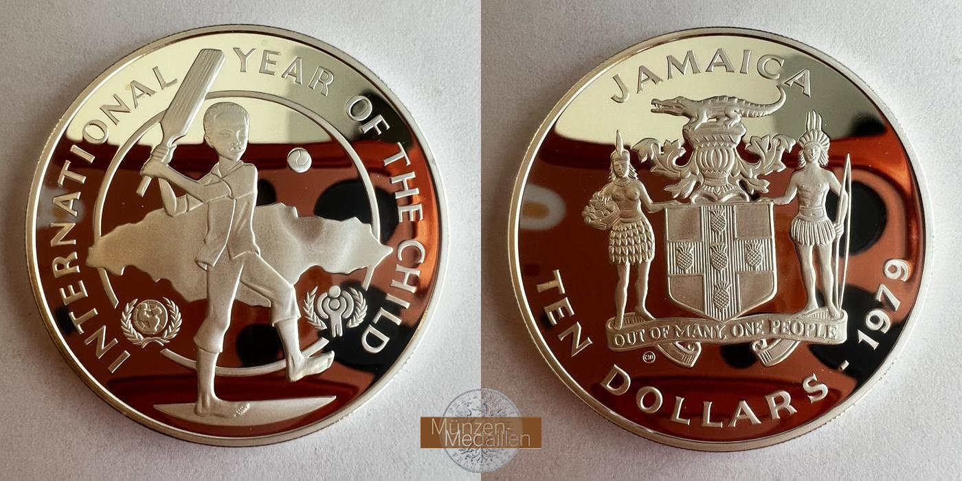  Jamaika 10 Dollars 1979 (IYC) Proof FM-FRANKFURT KM#80 Feinsilber: 20.77g   