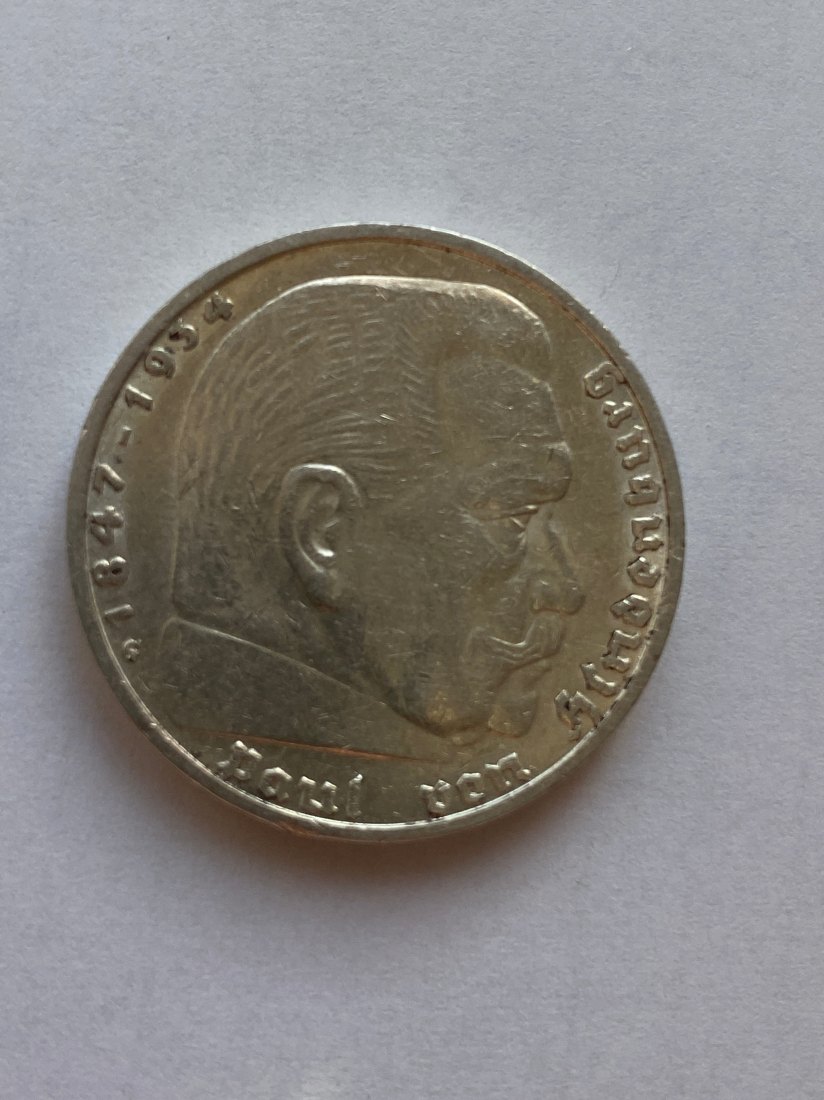  5 Deutsche Reichsmark, Hindenburg, 1936   
