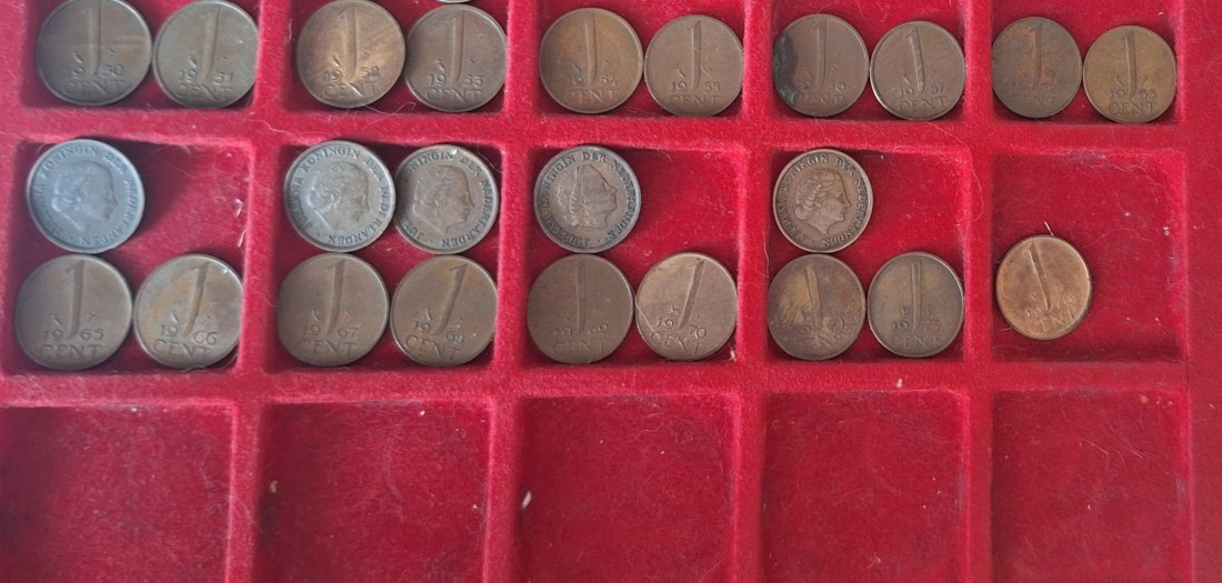  Niederlande, 1 Cent-Set Wilhelmina +1948 (1890-1948) und Juliana (1950-1980) (2)   