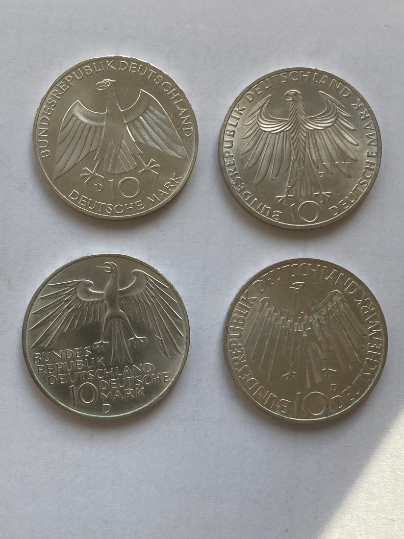  4 x 10 DM ,Olympia München 1972, stgl.   