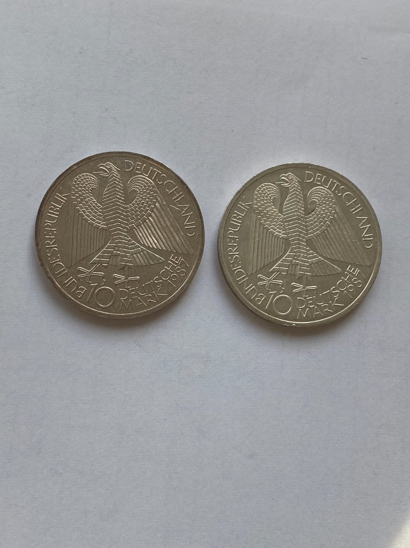  2 x 10 DM 1987, 750 J. Berlin, stgl.,   