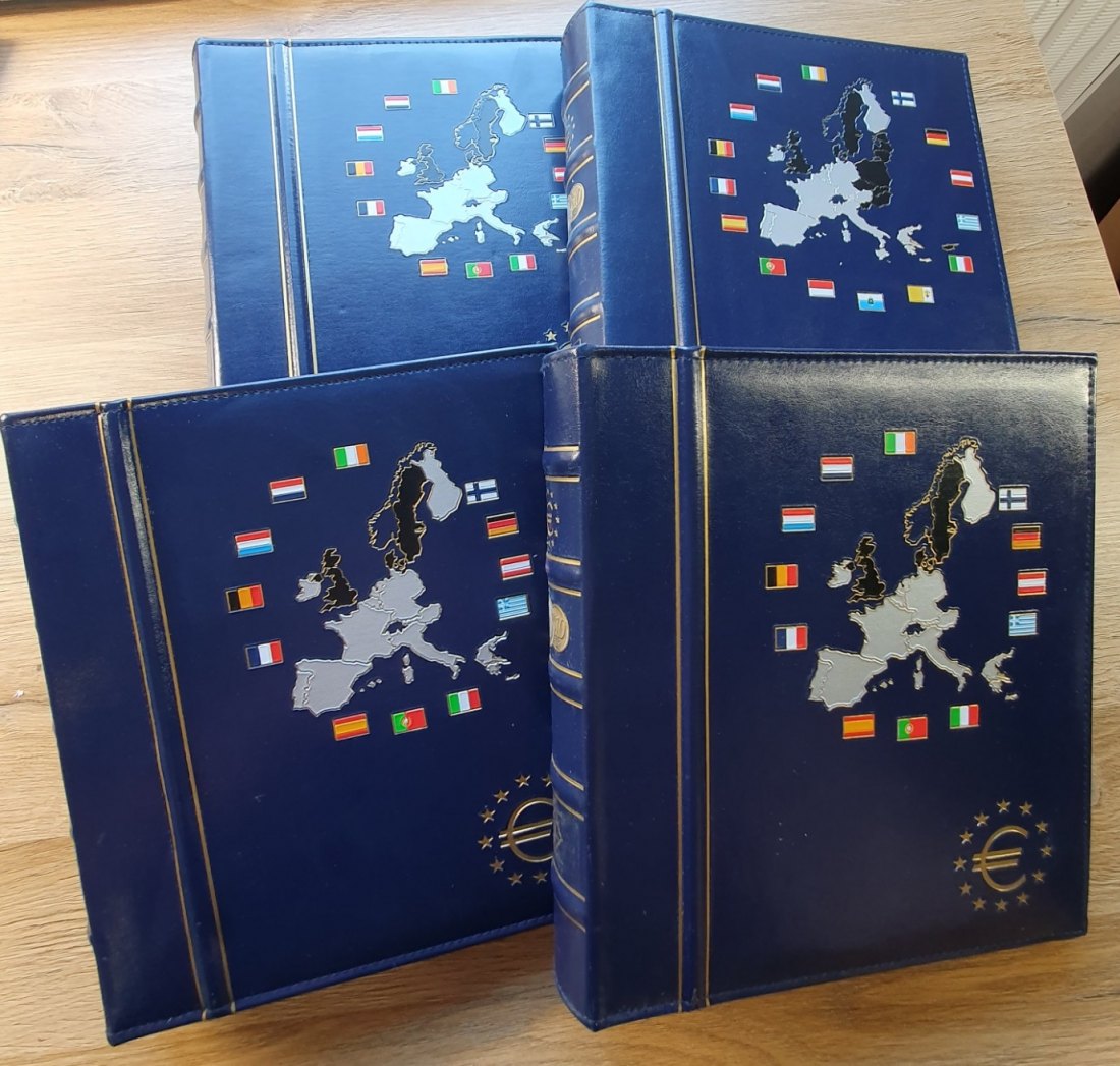 Leuchtturm Euro Münzsammel Album Vista System 4 Stück teils mit Münzblätter