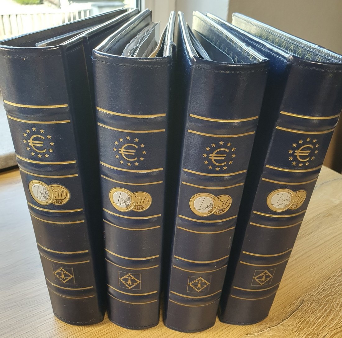  Leuchtturm Euro Münzsammel Album Vista System 4 Stück teils mit Münzblätter   