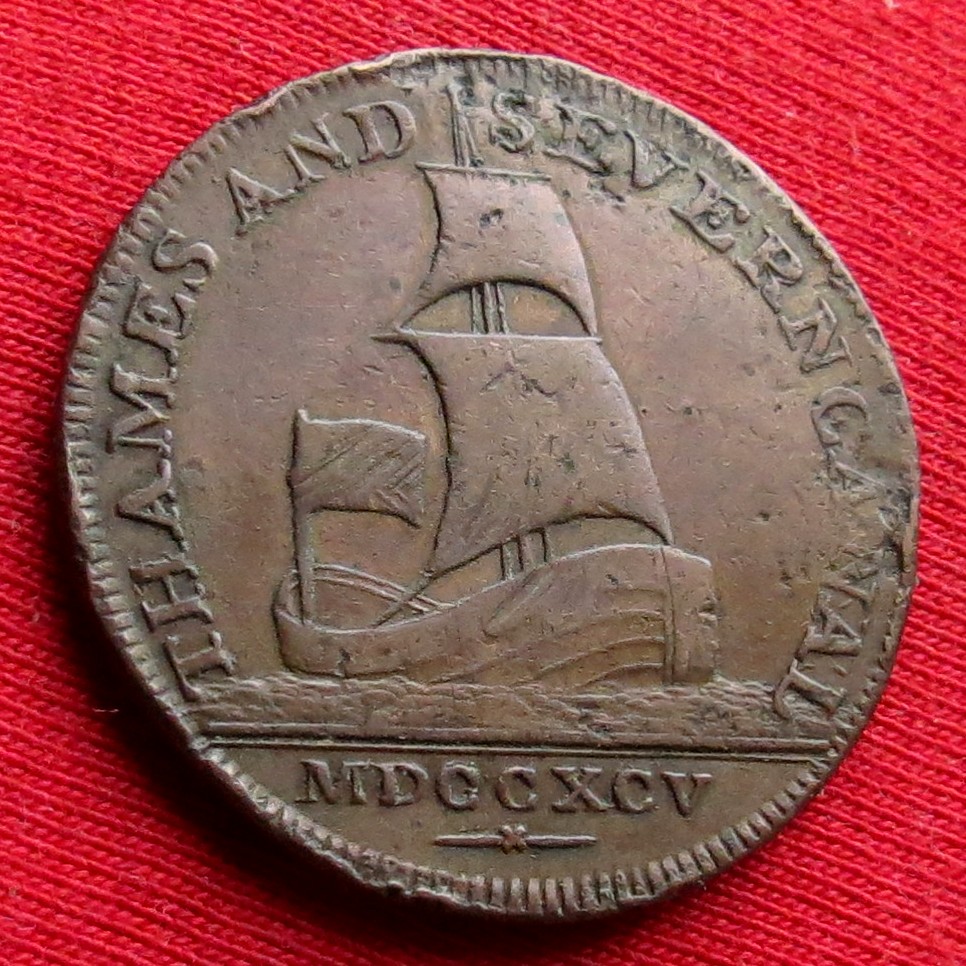  Great Britain 1/2 penny 1795 sailing ship, Thames Severn Canal united kingdom   