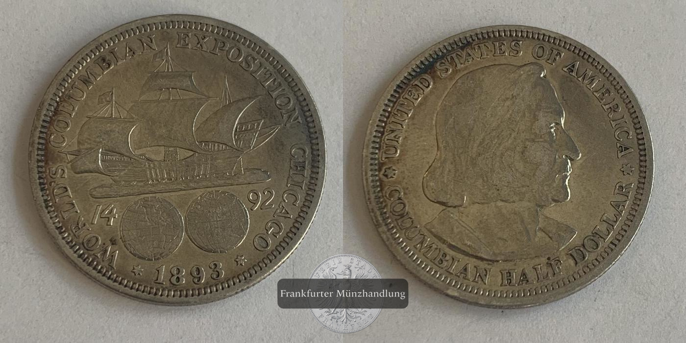  USA 1/2 Dollar (Columbian Exposition) 1893 FM-Frankfurt KM#117 Feinsilber: 11,25g   