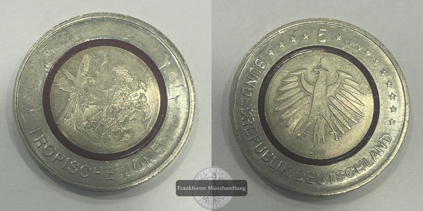  Deutschland 5 Euro 2017 Planet Erde FM-Frankfurt KM#348 Trimetall 9g   