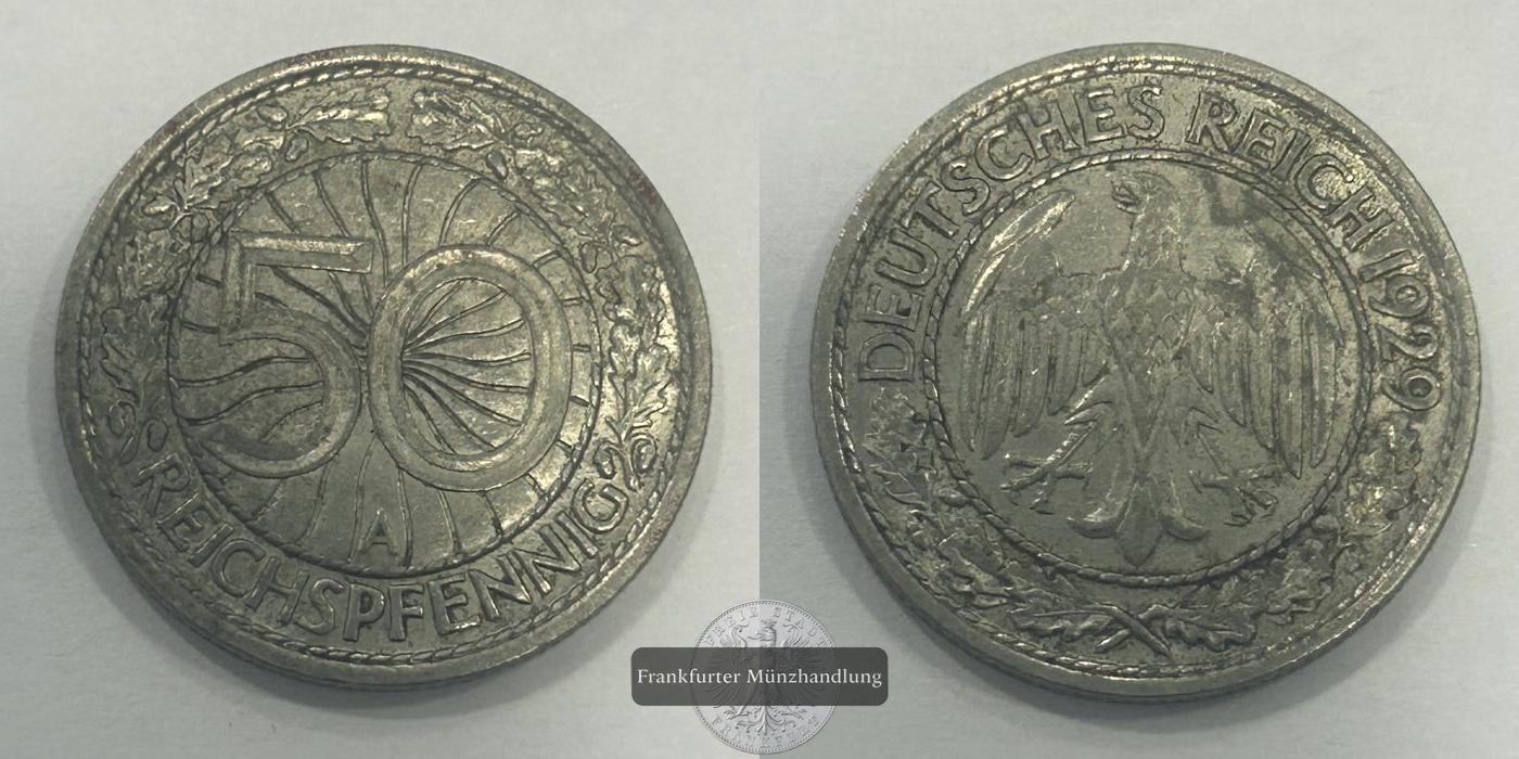  Deutschland 50 Reichspfennig 1929 FM-Frankfurt   