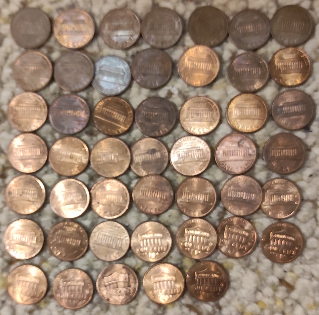 Set 017: USA Münzlot mit 47 x 1 Cent Stücken verschiedener Jahrgänge   
