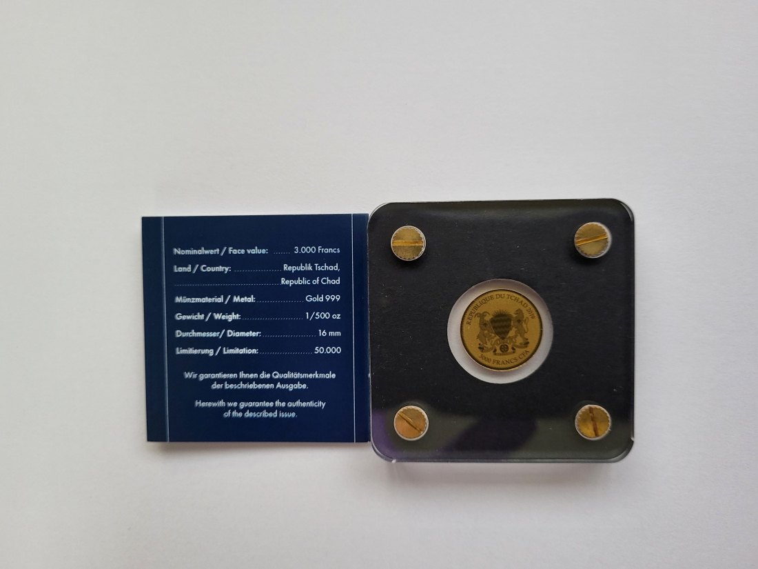  3000 Francs 2019 Springbock 1/500 Oz 999 Goldmünze Tchad Tschad Spittalgold9800 (5528   