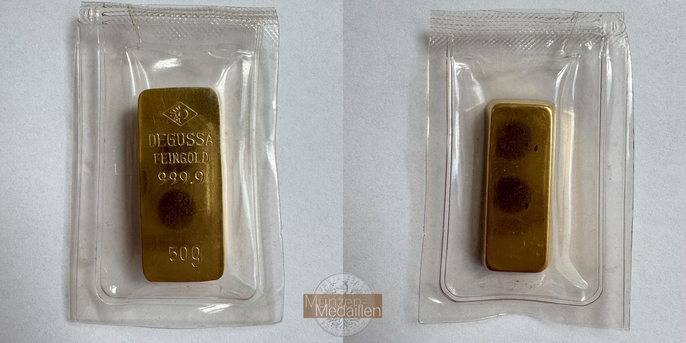 BRD  Goldbarren  50g MM-Frankfurt Feingold: 50g Degussa  