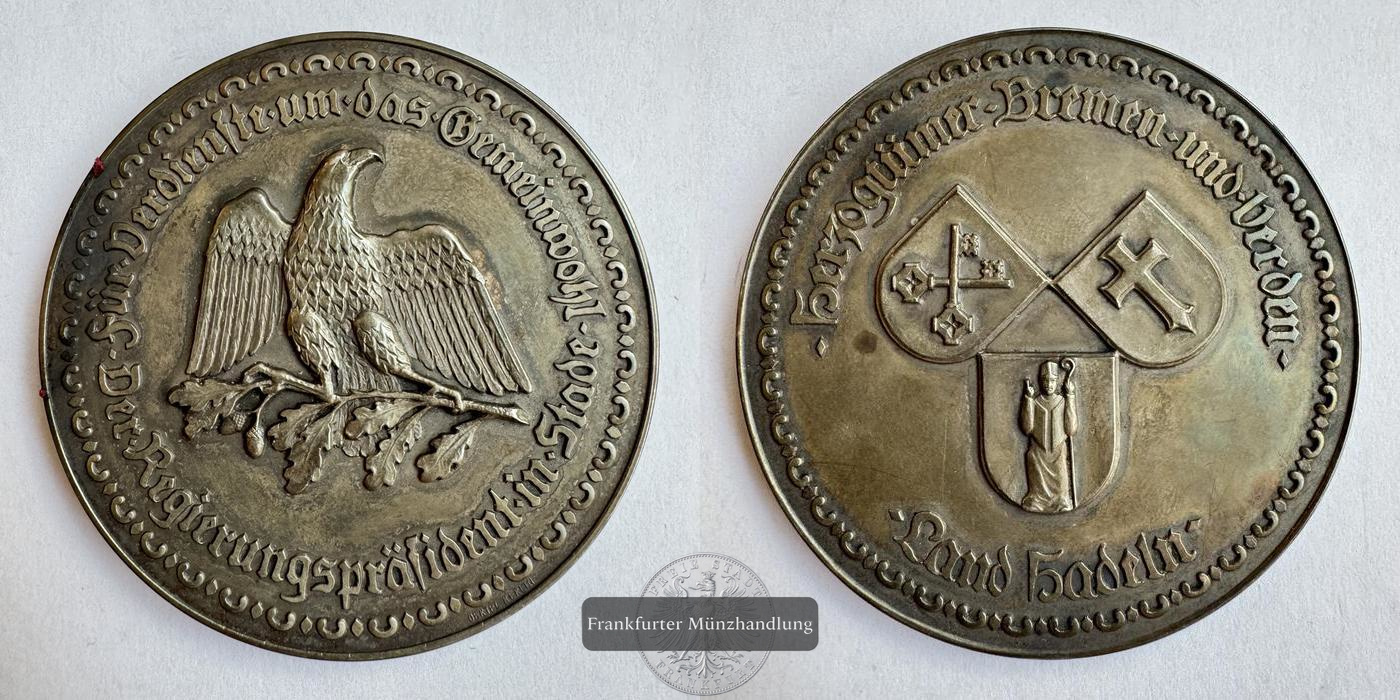  Deutschland Silbermedaille Der Regierungspräsident Stade FM-Frankfurt Feinsilber: 104,5g   