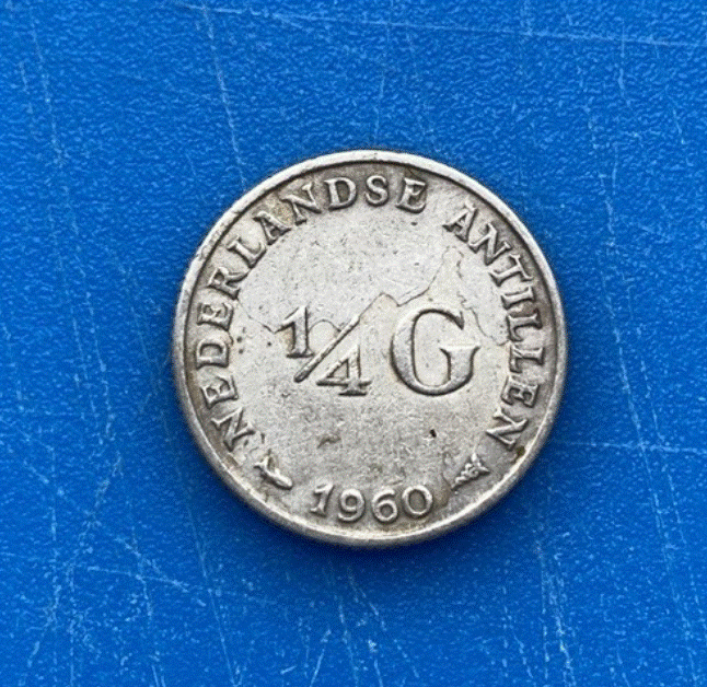  SILBER - Niederländische Antillen 1/4 Gulden 1960 Juliana   