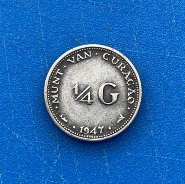  SILBER -Curaçao 1/4 Gulden 1947 Silbermünze   