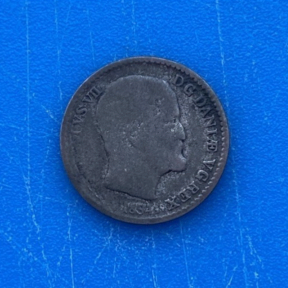  Dänemark 4 Skilling R.M. 1854 Frederik VII. Eichenkranz Silbermünze   