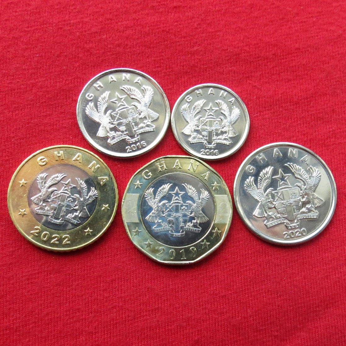  Ghana 5 20 50 pesewa - 1 2 cedi  2016 2019 2020 2022   