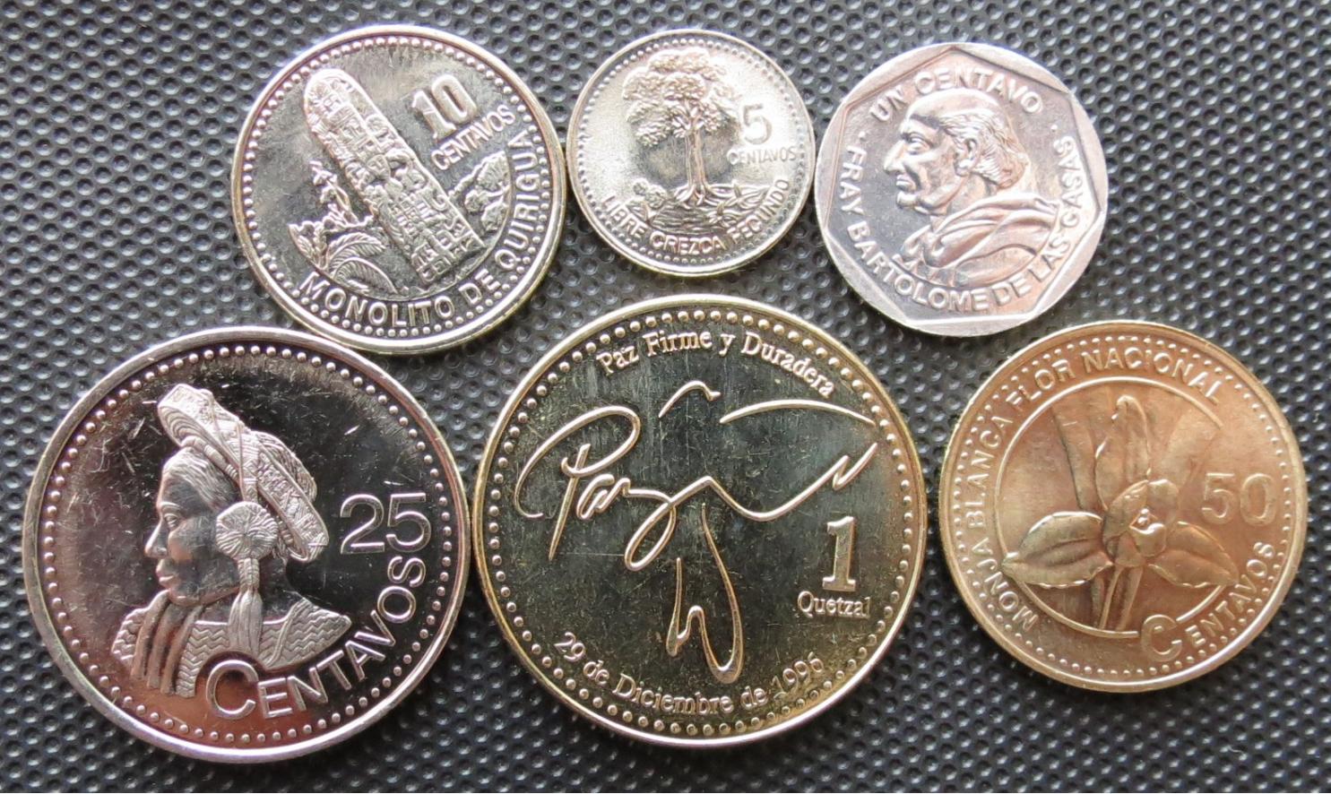 Guatemala 1 5 10 25 50 centavos 1 quetzal 2000 2006 2007 2008