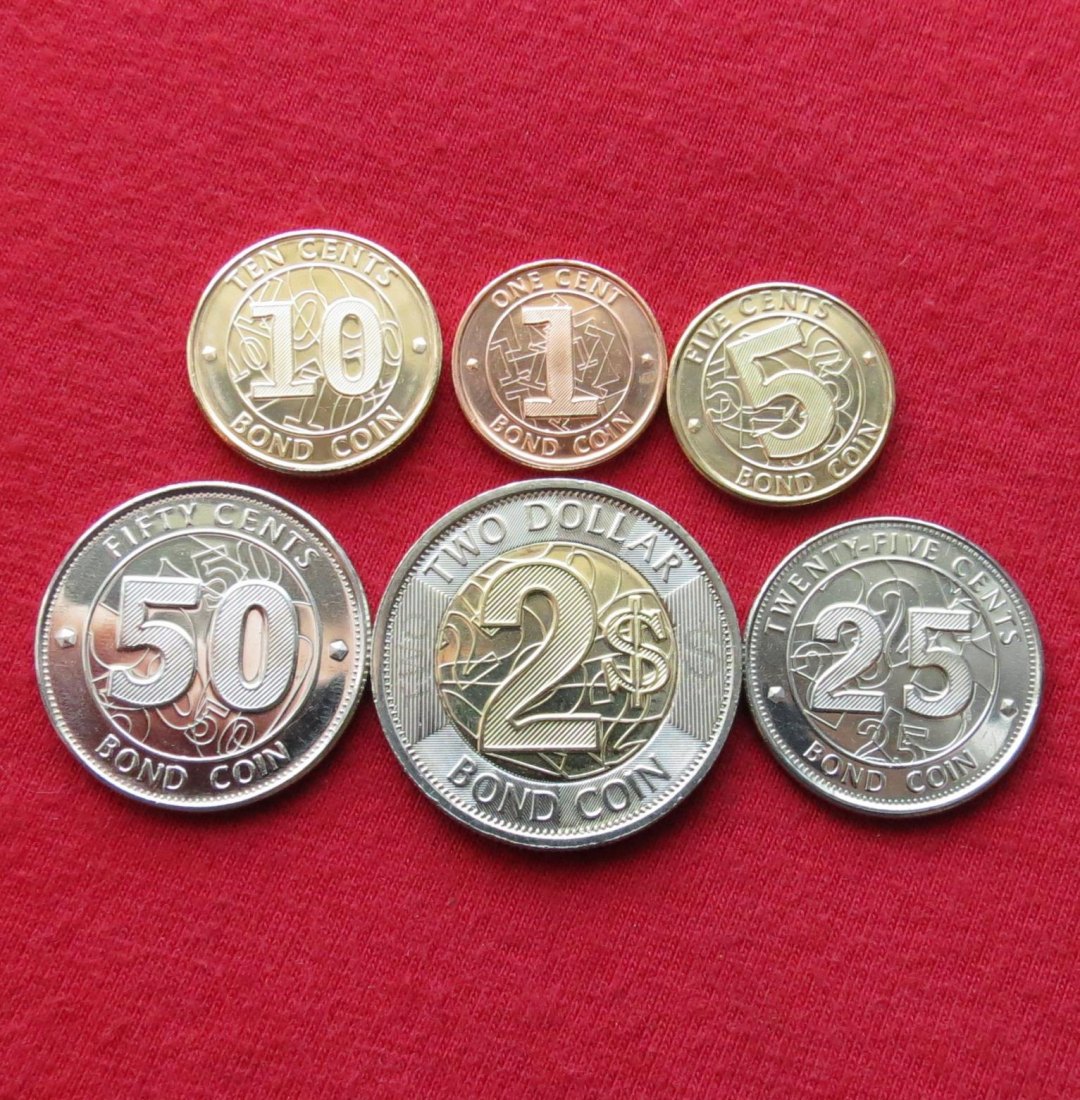 Zimbabwe 1 5 10 25 50 cents 2$ 2014 - 2018