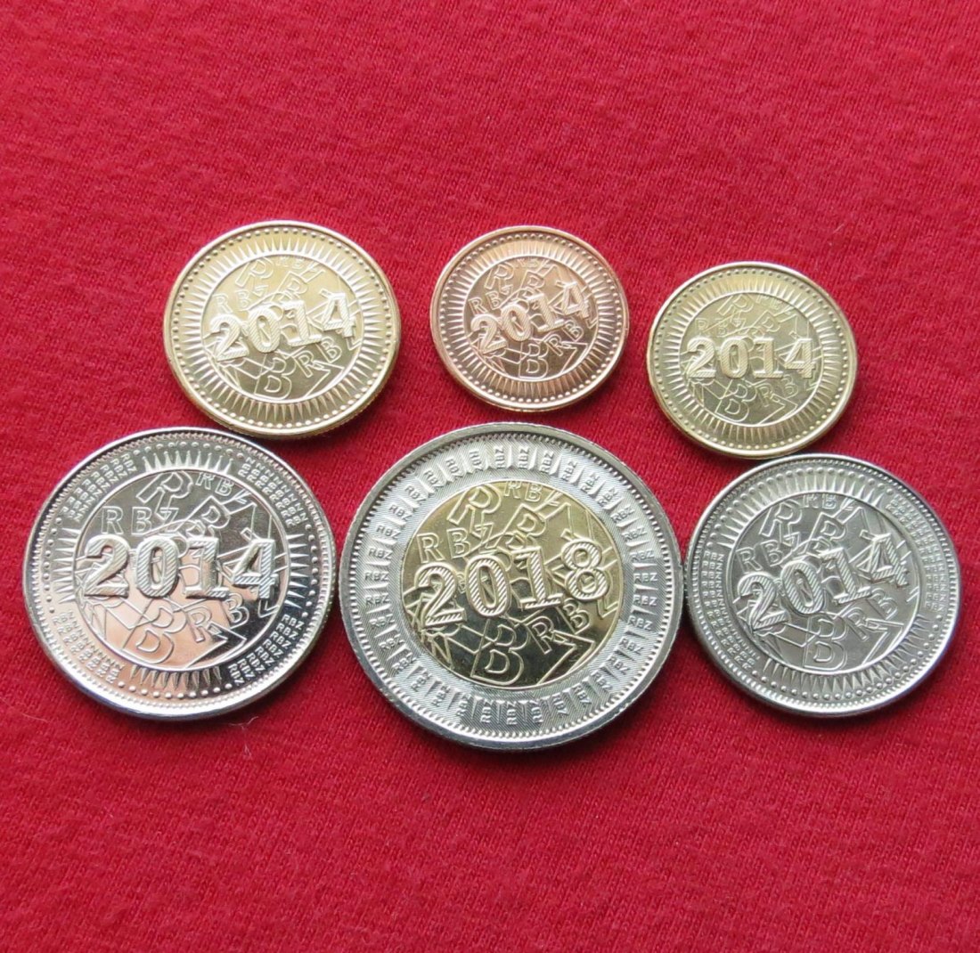  Zimbabwe 1 5 10 25 50 cents 2$ 2014 - 2018   