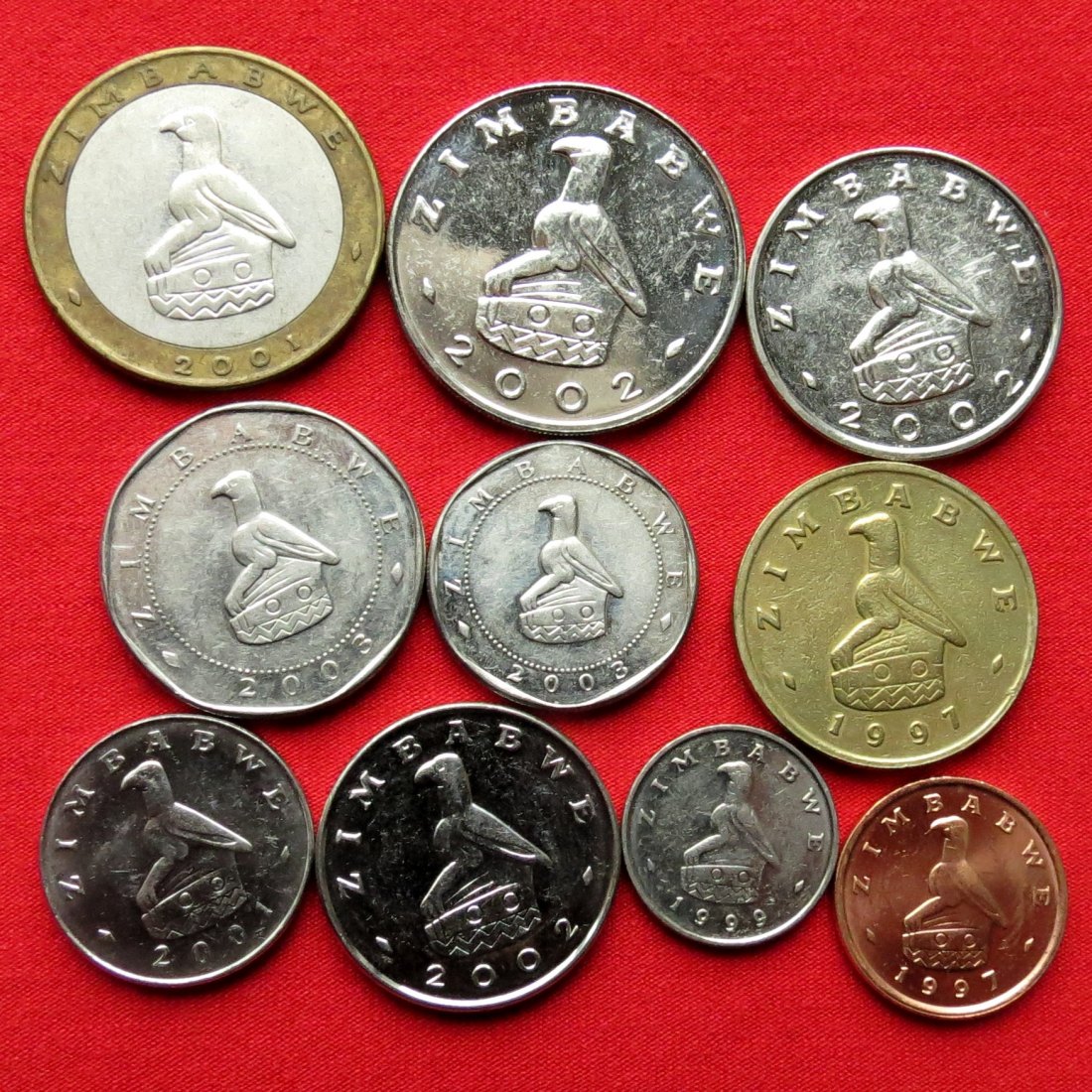  Zimbabwe 1 5 10 25 50 cents 1 2 5 10 25$ 1997 1999 2001 2002 2003   