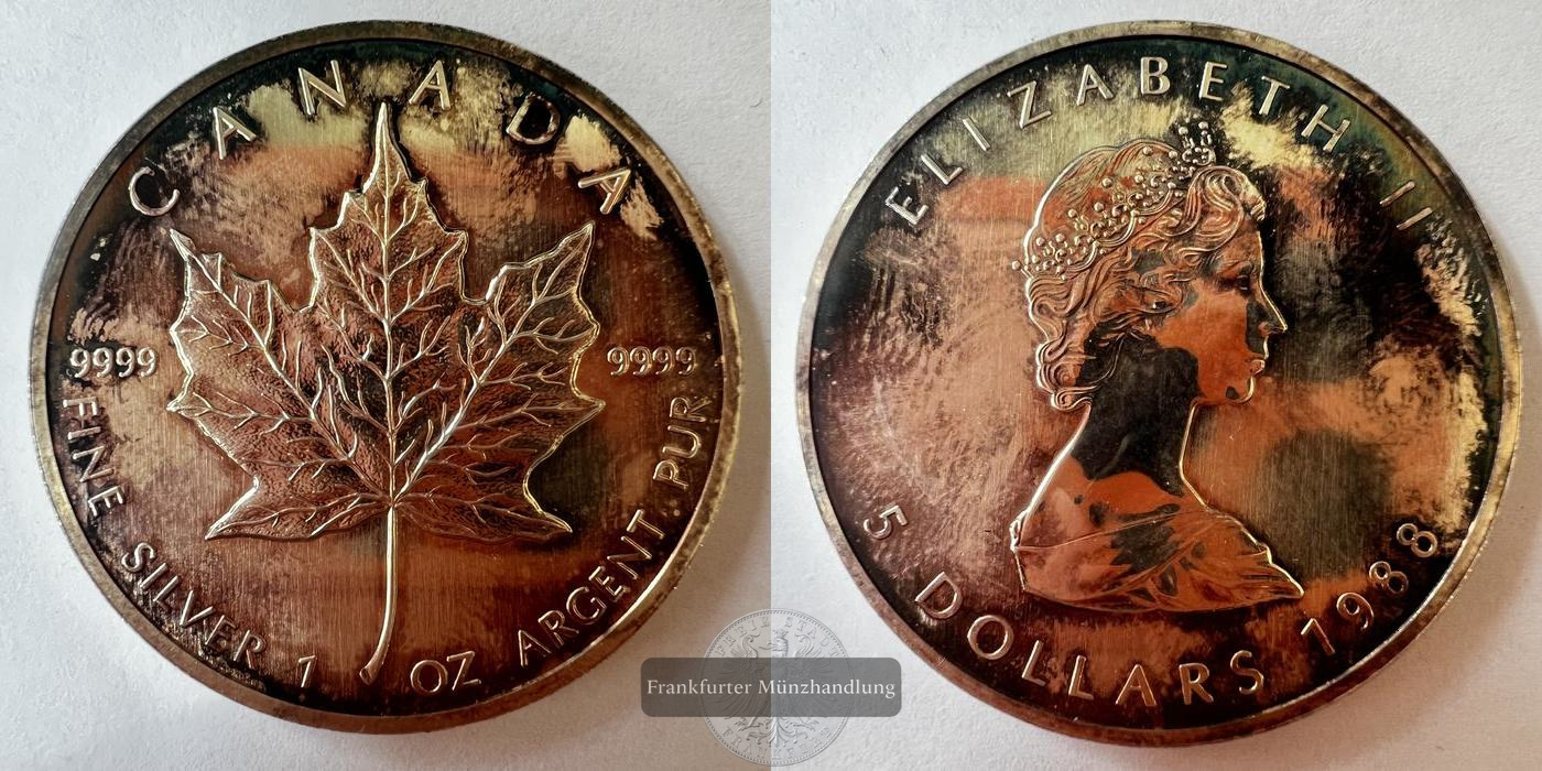  Kanada 5 Dollar 1988 Maple Leaf FM-Frankfurt KM#163 Feinsilber: 31,1g   