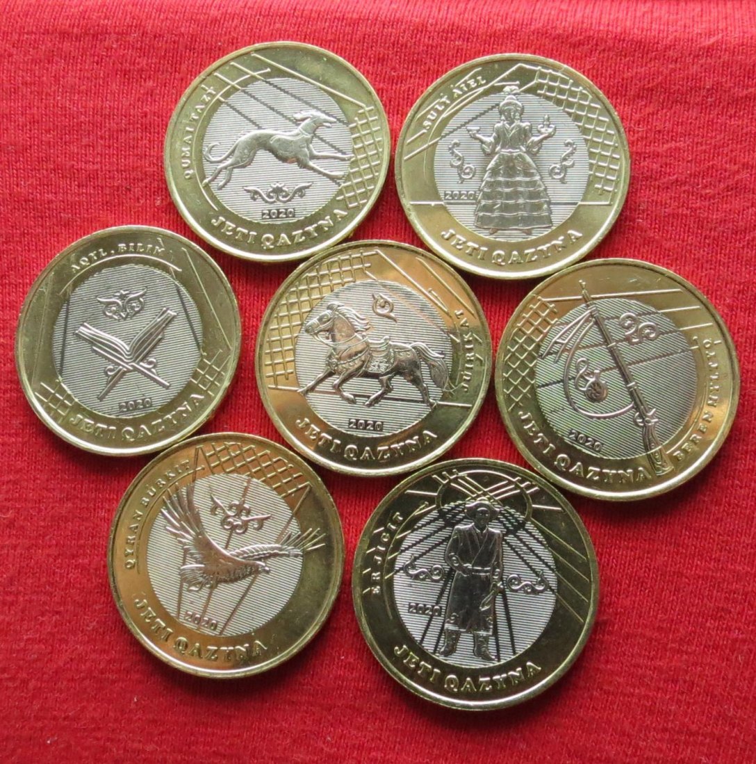 Kazakhstan 7 x 100 tenge 2020 treasures
