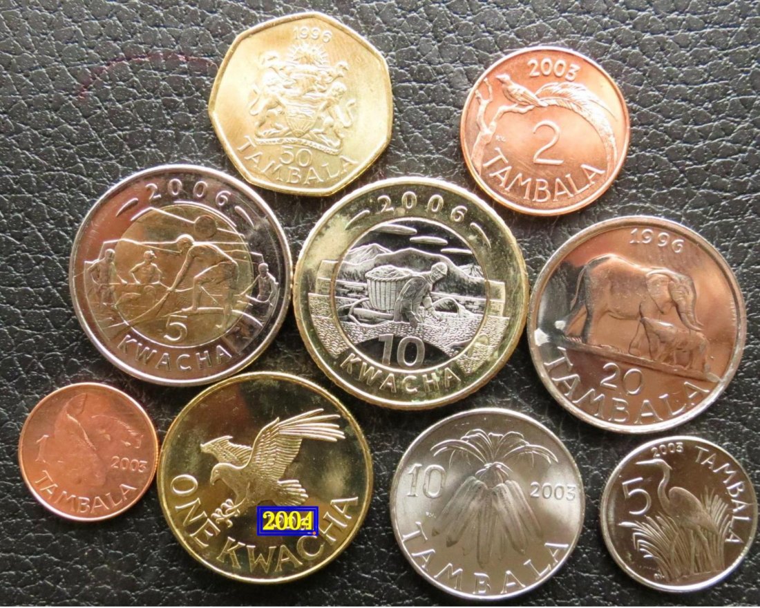 Malawi 1 2 5 10 20 50 tambala 1 5 10 kwacha 1996 2003 2006