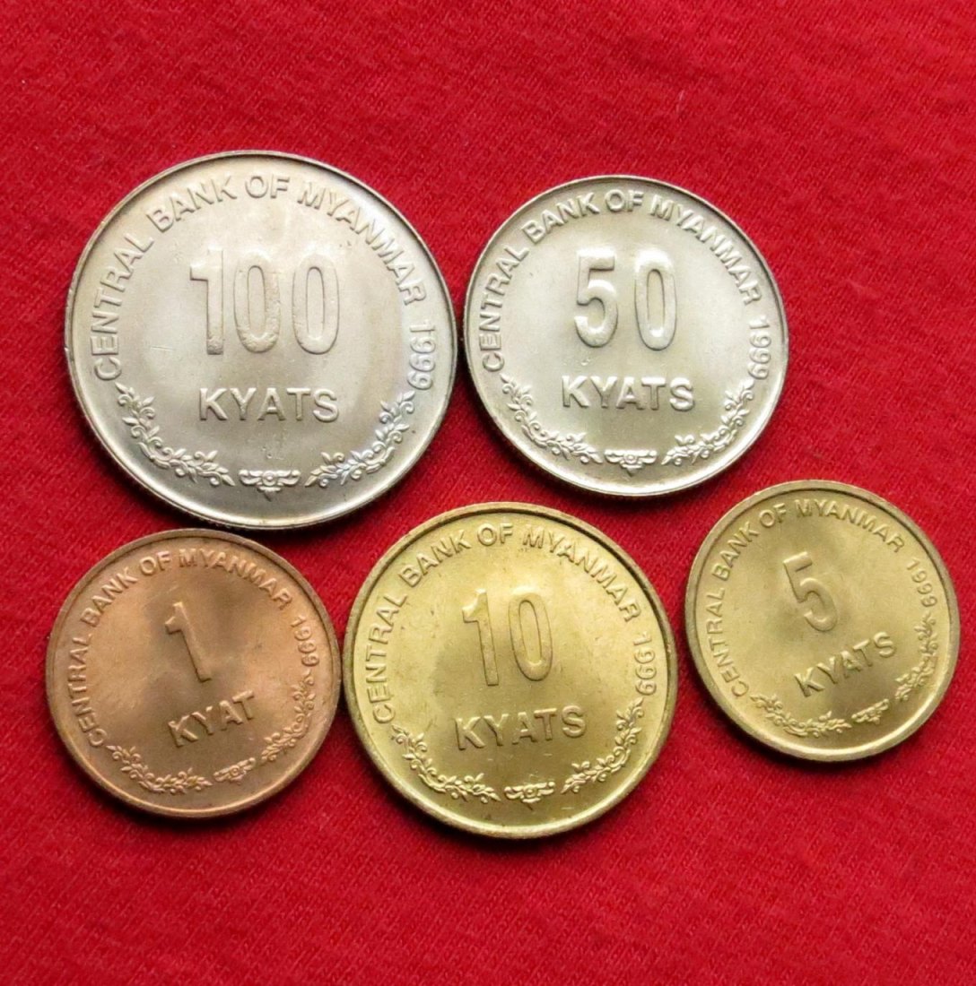 Myanmar Birma 1 5 10 50 100 kyat 1999