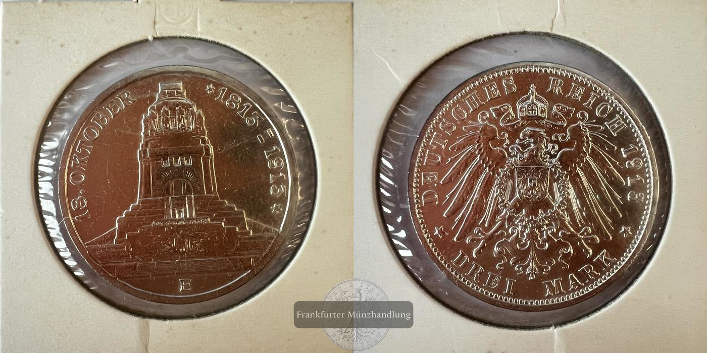  Deutschland 3 Mark - Frederick August III 1913 FM-Frankfurt KM#1275 Feinsilber: 15,g   