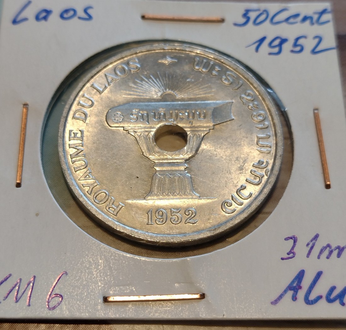  Laos, 50 Cent 1952, KM 6, Alu 31 mm   