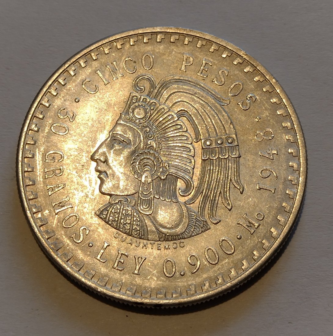 Mexiko, Silbermünze, 5 Pesos 1948