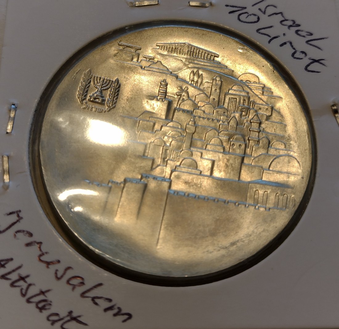  Israel, Silbermünze, 10 lirot 1968   